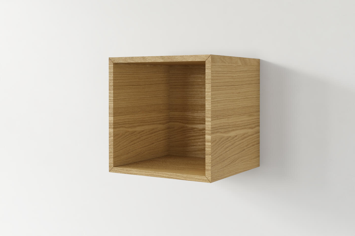 Dębowy kubik otwarty stanowi uzupełnienie do wszystkich naszych modułowych mebli loftowych.